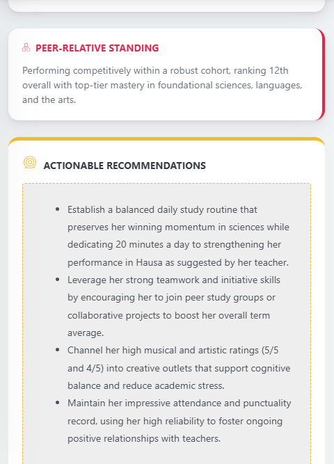 Report card AI Analysis bottom