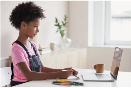 A child learning from an E-Learning platform; Bluerain School Management Software